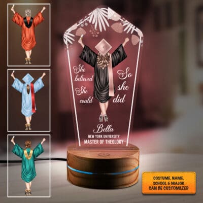 Personalized Graduation Gifts She Believed She Could so She Did Night Light Multi Color - Custom LED Light Decor