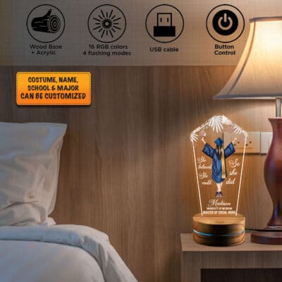 Alternative view of Personalized Graduation Gifts She Believed She Could so She Did Night Light Multi Color - Custom LED Light Decor