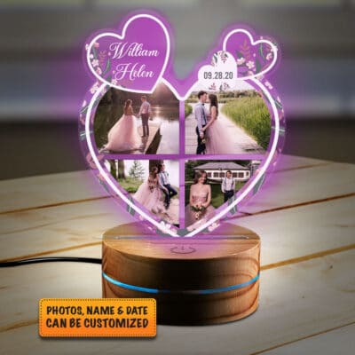 Personalized Photo Night Light Personalized Wedding Gifts For The Couple Led Night Light Multi Color - Bedroom Decor