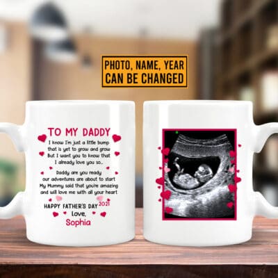Alternative view of Personalized To My Daddy I Know I'm Just A Little Bump Print On 2 Sides Ceramic Coffee Mug - Beer Stein