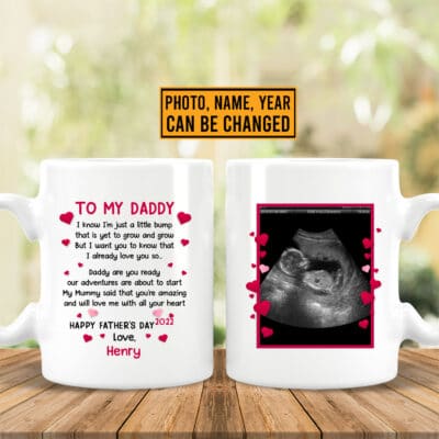 Personalized To My Daddy I Know I'm Just A Little Bump Print On 2 Sides Ceramic Coffee Mug - Beer Stein