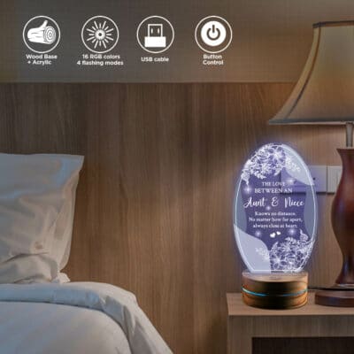 Alternative view of The Love Between an Aunt and Niece Knows No Distance No Matter how Far Apart Always Close at Heart Night Light - Family Led Light