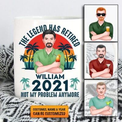 Personalized Fathers Day Gifts The Legend Has Retired Not My Problem Anymore Retirement Gifts For Dad Accent Mug