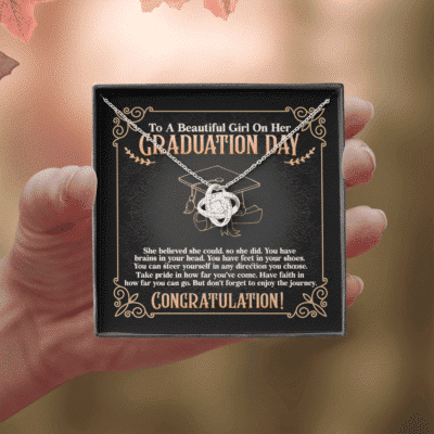 To A Beautiful Girl On Her Graduation Day She Believed She Could So She Did Love Knot Necklace