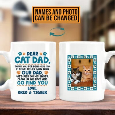 Alternative view of Personalized Cat Breeds Dear Cat Dad Thank You For Being Our Dad Print On 2 Sides Ceramic Coffee Mug