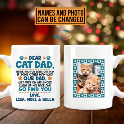 Personalized Cat Breeds Dear Cat Dad Thank You For Being Our Dad Print On 2 Sides Ceramic Coffee Mug