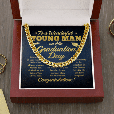 To A Wonderful Young Man On His Graduation Day Cuban Link Chain Necklace - Graduation Necklace Gifts For Men