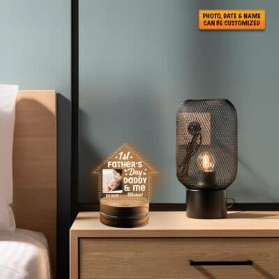 Alternative view of Personalized Photo Fathers Day Gifts 1st Father's Day Daddy and Me Led Night Light Multi Color - Bedroom Decor