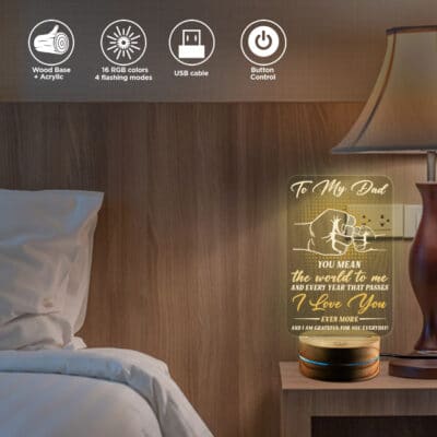 Alternative view of To My Dad You Mean The World To Me Night Light, Best Dad Birthday Gifts from Daughter Son - Fathers Day Gifts for Dad