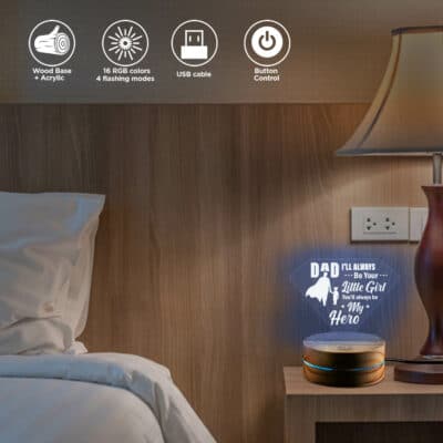 Alternative view of Fathers Day Gifts Dad I'll Always Be Your Little Girl You'll Always Be My Hero Led Night Light Multi Color - Bedroom Decor