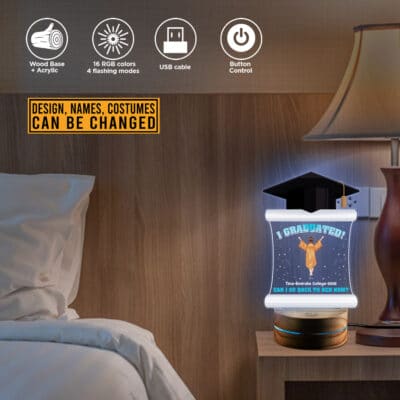 Alternative view of Personalized Graduation Gifts I Graduated Can I Go Back To Bed Now Led Night Light Multi Color - Bedroom Decor
