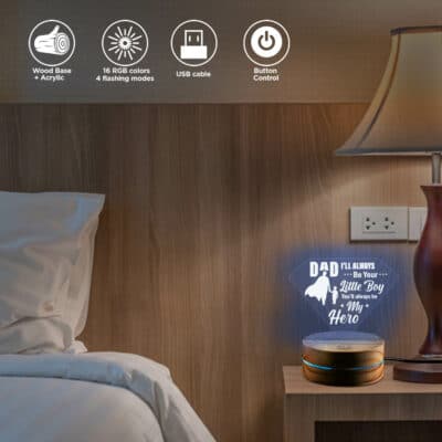 Alternative view of Fathers Day Gifts Dad I'll Always Be Your Little Boy You'll Always Be My Hero Led Night Light Multi Color - Bedroom Decor