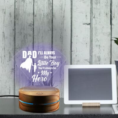Fathers Day Gifts Dad I'll Always Be Your Little Boy You'll Always Be My Hero Led Night Light Multi Color - Bedroom Decor