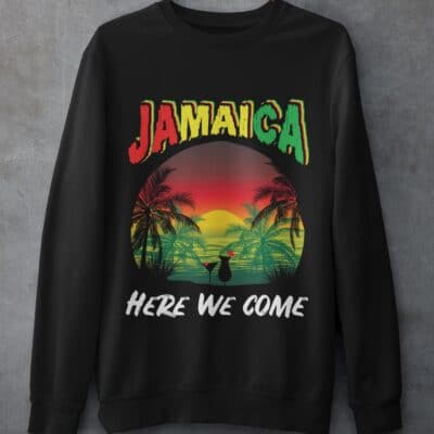 Alternative view of Jamaica Here We Come Funny Vintage T-Shirt - Hoodie - Sweatshirt - Jamaica Calling Travel Tee Shirt