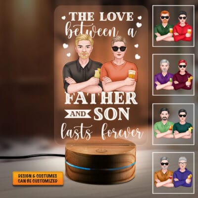 Personalized Father and Son Gifts The Love Between A Father And Son Lasts Forever Led Night Light Multi Color - Bedroom Decor