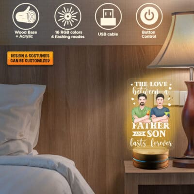 Alternative view of Personalized Father and Son Gifts The Love Between A Father And Son Lasts Forever Led Night Light Multi Color - Bedroom Decor