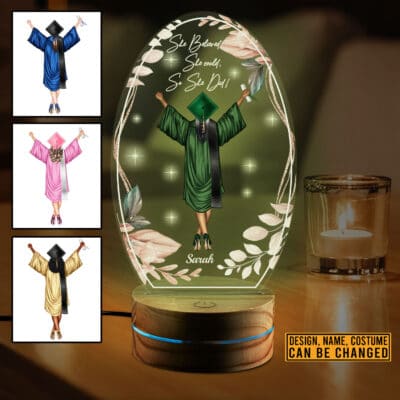 Personalized She Believed She Could So She Did Night Light Gifts for Senior From Mom Dad