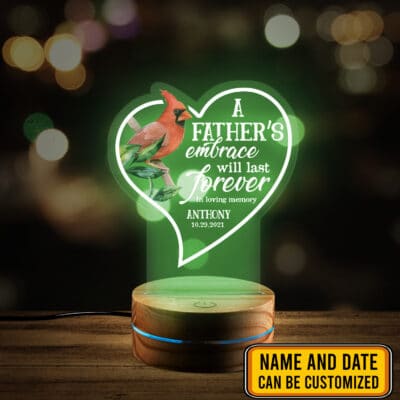 Custom Memorial a Father's Embrace Will Last Night Light Multi Color - Bedroom Decor