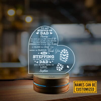 Personalized Step up Dad Thank You for Being My Father Night Light Multi Color - Bedroom Decor