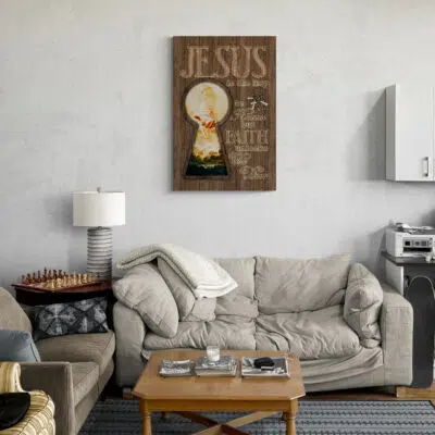 Alternative view of Jesus Is the Key to Heaven but Faith Unlocks Gallery Wrapped Framed Canvas Prints - Unframed Poster - Home Decor Wall Art