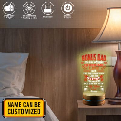 Alternative view of Personalized Bonus Dad You May Not Have Given Me Life But You Sure Have Made My Life Better 2D Night Light