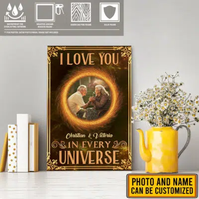 Personalized Photo I Love You In Every Universe Couple Canvas Prints - Custom Couple Unframed Poster