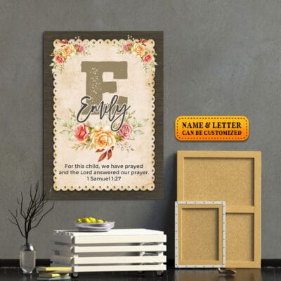 Alternative view of Girls Bible Verse Paper Wall Art Print - Personalized Girl Monogram Canvas - Baby Girl Gift - Baptism Gift - Christening Gift