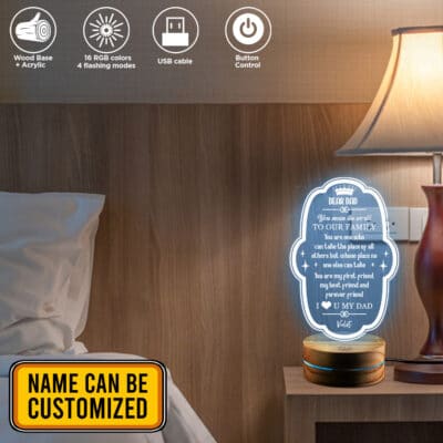 Alternative view of Personalized Dear Dad You Mean The World To Our Family I Love You My Dad Led Night Light Multi Color - Bedroom Decor