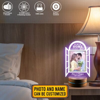 Alternative view of Personalized Photo Anniversary Gifts Home Is Wherever I'm With You Led Night Light Multi Color - Bedroom Decor