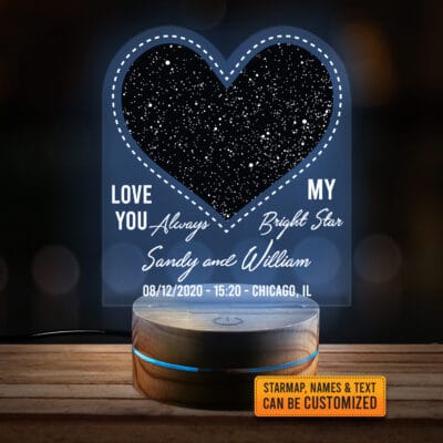 Personalized Star Map Night Light Personalized Constellation Map Love You Always My Bright Star Led Night Light Multi Color - Bedroom Decor