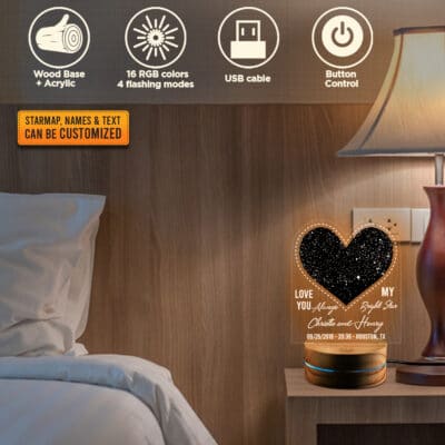 Alternative view of Personalized Star Map Night Light Personalized Constellation Map Love You Always My Bright Star Led Night Light Multi Color - Bedroom Decor