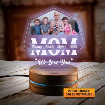 Personalized Photo Mothers Day Gifts Mom We Love You Led Night Light Multi Color - Bedroom Decor