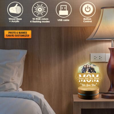 Alternative view of Personalized Photo Mothers Day Gifts Mom We Love You Led Night Light Multi Color - Bedroom Decor