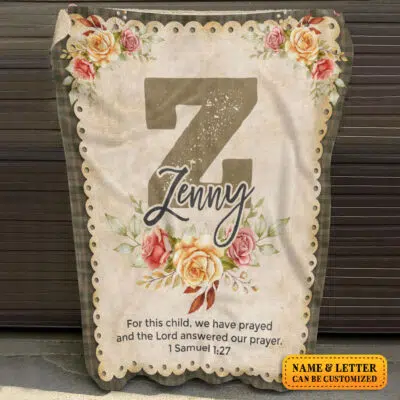 Alternative view of Girls Bible Verse Paper Baby Throw Blanket - Personalized Girl Monogram Blanket - Baby Girl Gift - Baptism Gift - Christening Gift