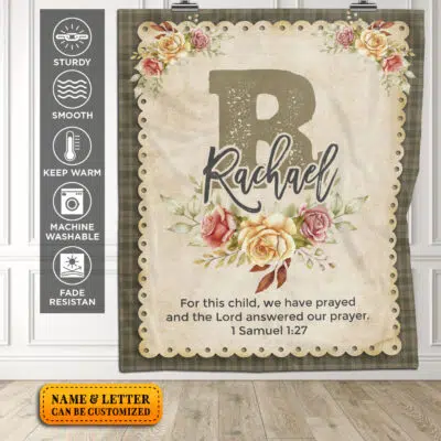 Girls Bible Verse Paper Baby Throw Blanket - Personalized Girl Monogram Blanket - Baby Girl Gift - Baptism Gift - Christening Gift