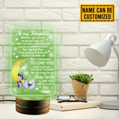 Alternative view of Personalized Night Light Gifts to My Daughter Wherever Your Journey Butterfly Led Night Light Multi Color - Bedroom Decor
