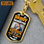 Personalized Photo Daddy And Daughter Not Always Eye To Eye But Always Heart To Heart Dog Tag