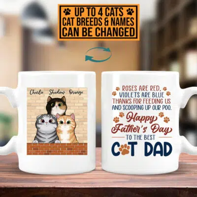 Custom Cat Breeds Roses Are Red Violets Are Blue Thanks For Feeding Me Print on 2 Sides Ceramic Coffee Mug