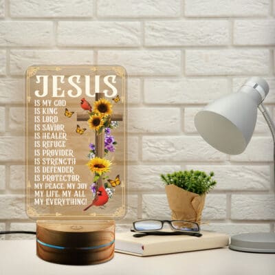 Alternative view of Jesus Is My God Is King Is Lord Is Savior Is Healer My Joy My Life My Everything Night Light - Christian Religious Led Light Decor
