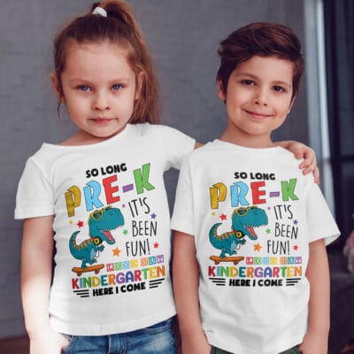 Alternative view of So Long Pre-K It's Been Fun Look Out Kindergarten Here I Come T Rex Cute Kid Youth Tee Shirt