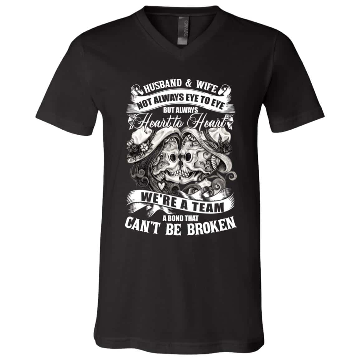 8Th. Husband and Wife, Black, V-Neck T-Shirt 8Th. Husband and Wife, Black, V-Neck T-Shirt