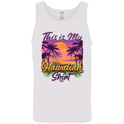 2. Hawaiian Shirt (5), White, Unisex Tank Top