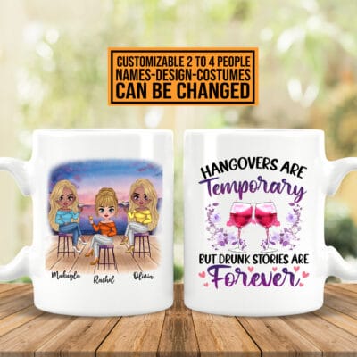 Alternative view of Bestie Gifts Personalized Hangovers Are Temporary but Drunk Stories Are Forever Accent Mug - Ceramic Coffee Mug - Beer Stein