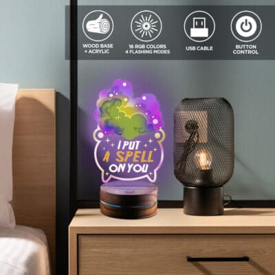 Alternative view of I Put A Spell On You Hocus Three Witches Pocus 2D Night Light - Halloween Led Light