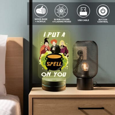 Alternative view of I Put A Spell On You Hocus Three Witches 2D Night Light - Halloween Led Light