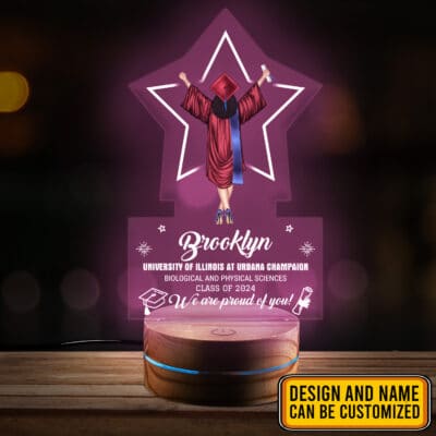 Personalized Graduation Gifts For Her We Are Proud You Led Night Light Multi Color - Bedroom Decor
