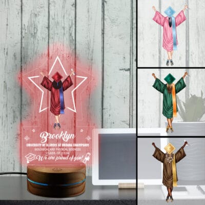 Alternative view of Personalized Graduation Gifts For Her We Are Proud You Led Night Light Multi Color - Bedroom Decor