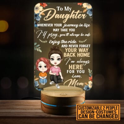 Personalized Mom and Daughter Gift - to My Daughter Whenever Your Journey in Life Night Light Gift from Mom. Daughter Gifts from Mom