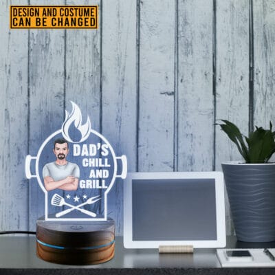 Alternative view of Personalized Dad's Chill And Grill BQ Master Dad Night Light - Happy Father's Day Gift