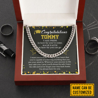 Personalized Take Pride In How Far You've Come Graduation Senior Cuban Link Chain Necklace